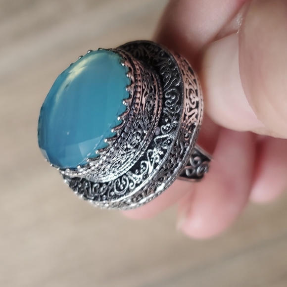 New Huge Faceted Chalcedony 925 Silver Statement Ring. - Picture 13 of 16